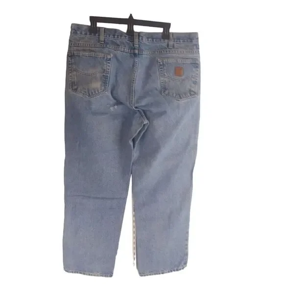 Carhartt Mens 40x30 Traditional Fit Distressed Stonewash Denim Jeans B180 STW - Picture 3 of 7